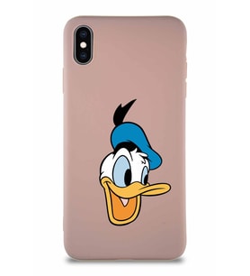 Apple iPhone XS Max Soft Premier Kapak Donald Duck-A Tasarımlı Silikon Kılıf - Pudra (Şeffaf)