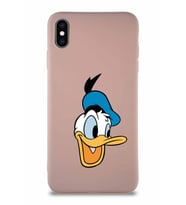 Apple iPhone XS Max Soft Premier Kapak Donald Duck-A Tasarımlı Silikon Kılıf - Pudra (Şeffaf)