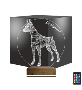Luvivia Köpek Doberman Kişiye Özel 3D Lamba - Masa Gece Lambası