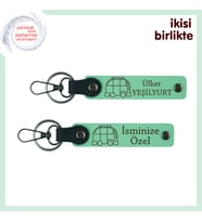 Tekerlek Üzerindeki Hayata Özel Hediye, Karavan Anahtarlık 2’li Set, Açık Yeşil-Açık Yeşil