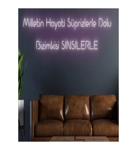 Milletin Hayatı Süprizlerle Dolu Bizimkisi SİNSİLERLE Yazılı Neon Tabela