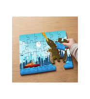 Ateş Saçan Godzilla Tasarımlı 24 Parça Ahşap Çocuk Puzzle