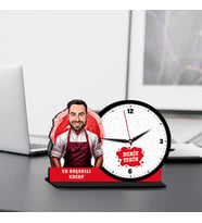Erkek Kasaba Hediye Karikatürlü MDF Masa Saati