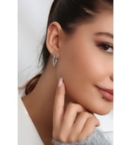 Kadın 925 Ayar Gümüş Zirkon Taşlı Küpe (Rodyum)