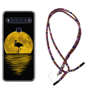 TCL 10L 10 Plus 10SE 20E 20SE 30 L7 Kılıf Boyun Asklı Rasta Silikon Ay ve Flamingo 1775