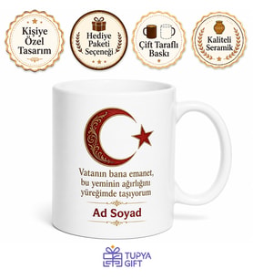 Yeni Asker Yemin Töreni Hatırası Kupa Vatan Savunması Hediye Bardak
