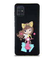 Samsung Galaxy M31S Soft Premier Kapak Vespagirl Tasarımlı Silikon Kılıf - Siyah (Şeffaf)