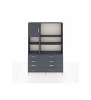 Arges Gardrop 7 Raflı 8 Çekmeceli Tek Kapaklı  132x30x195 Antrasit-Antrasit