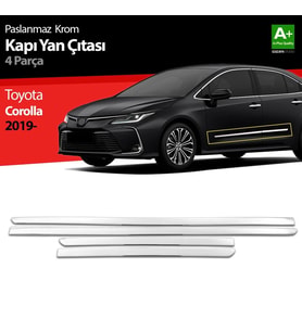 Toyota Corolla Uyumlu Krom Kapı Yan Çıtası 4 Parça 2019 Üzeri