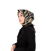 Bursa İpek Gold Zebra Desen Twill İpek Eşarp