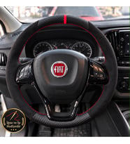 Fiat Doblo 4 Dikme Direksiyon Kılıfı Alcantara Süet Mat Karbon Kırmızı Yüzük ve Dikiş 2015-2022
