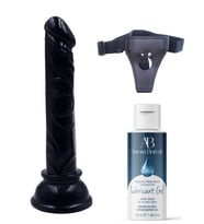 Censan Belden Bağlamalı Kayganlaştırıcı Set Siyah Renk Gerçekçi 15CM  Dildo