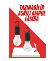 Mey İthalat® Şarjlı Aydınlatma Ampul Tasarımlı Ambians Işık Askılı Kamp Lambası