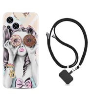 Reeder S23 Max Pro Kılıf Resimli Boyun Askılı İpli Desenli Silikon Donut Girl 1408