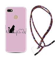 General Mobile GM8 Go GM9 GM20 Pro Plus Kılıf Boyun Asklı Rasta Silikon Pink Cat Heart 1303