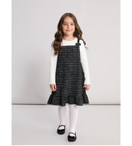 LCW Kids Siyah Kare Yaka Kız Çocuk Elbise Ve Tişört