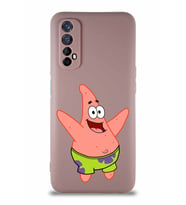 Realme 7 Soft Premier Kapak Patrick Yıldız Tasarımlı Silikon Kılıf - Pudra (Şeffaf)