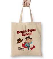 Babalar Günü Babaya Hediye 026 Bez Çanta Uzun Saplı