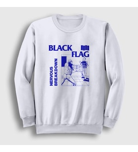 Presmono Unisex Beyaz Nervous Breakdown Black Flag Sweatshirt 476797tt