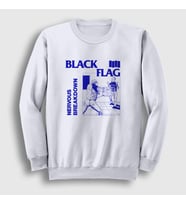 Presmono Unisex Beyaz Nervous Breakdown Black Flag Sweatshirt 476797tt