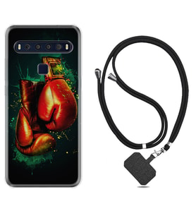 TCL 10L 10 Plus 10SE 20E 20SE 30 L7 Kılıf Boyun Askılı Silikon Boks Eldiveni 1763