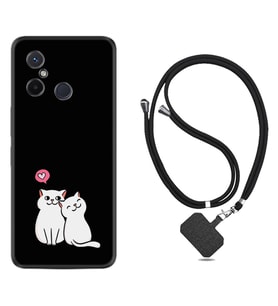 Xiaomi Redmi 12C Kılıf Silikon Boyun Askılı İpli Desenli Silikon Love Cats 1690