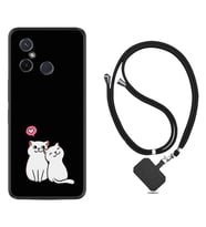 Xiaomi Redmi 12C Kılıf Silikon Boyun Askılı İpli Desenli Silikon Love Cats 1690