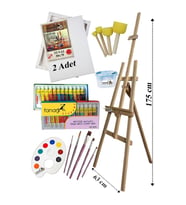 Akrilik Boya Resim Seti Fanart 12 Renk Akrilik Boya Şövalye 2 Tuval 50x70 Fırça Spatula Palet Şövale