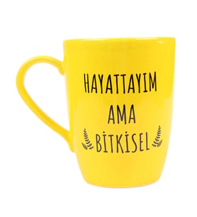 SARI HAYATTAYIM AMA BİTKİSEL TASARIM KUPA