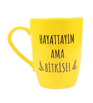 SARI HAYATTAYIM AMA BİTKİSEL TASARIM KUPA