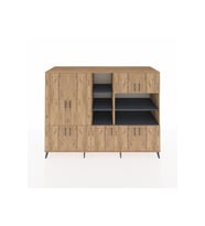 Kronos Dolap 14 Raflı 9 Kapaklı 220x59x163 Çam-Çam/Antrasit
