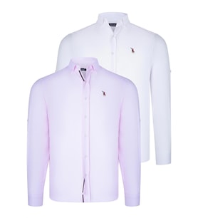 İKİLİ SET G674 DEWBERRY ERKEK GÖMLEK-BEYAZ-PEMBE (Karışık)