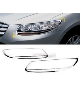 Hyundai Santa Uyumlu Fe 2006 2012 Ön Far Kaplama ABS Krom Parça