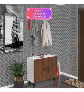 Kenzlife ayakkabılık galoş4 cvzbyz 53*080*32 kapaklı 4 raflı 16 çift ayakkabı kapasitesi (Beyaz)