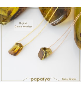 925 ayar papatya silver orjinal KEHRİBAR kolye