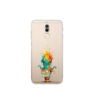 Huawei Mate 10 Lite ile uyumlu Splash ahtapot tasarımlı şeffaf silikon kılıf