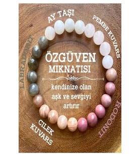 Özgüven Mıknatısı Hakiki Doğaltaş Bileklik (Ay Taşı ,Rodonit ,Pembe Kuvars,Çilek Kuvars, Labradorit)