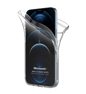 Microsonic Apple iPhone 15 Pro Kılıf 6 Tarafı Tam Full Koruma 360 Clear Soft Şeffaf