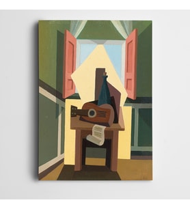 Pencere Gitar Notalar Kanvas Tablo