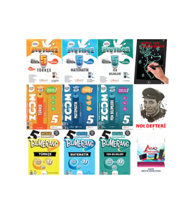 Günay Yayınları 2024-2025 Müfredat 5.Sınıf Türkçe Matematik Fen Bumerang Etkinlikli Konu + ZOOM Soru + 32 Hafta Set (Çok Renkli)