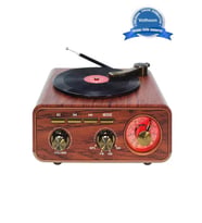 Nostaljik Tasarım Plak Çalar Görünümlü Radyolu Bluetooth Hoparlör Retro Müzik Plak