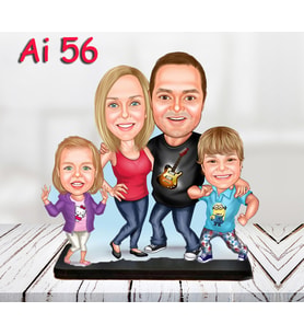 Kişiye Özel Ahşap Biblo - Aile Karikatür Biblo - 4 Kişilik Aile Biblo 23