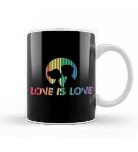 Adorable Love is Love Colorful Rainbow Silhouette Kupa Bardak Porselen