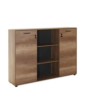 Adore Mobilya Newyork 3 Raflı 2 Kilitli Kapaklı Kitaplık-Açık Ceviz(Tori) 150x110x34 cm (GxYxD)