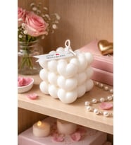 Kalp Küpü Mum - Mumelia Candles Doğal Soya, El Yapımı, Dekoratif - Beyaz