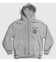 Presmono Unisex Gri Logo Him Fermuarlı Kapüşonlu Sweatshirt 81023tt (Gri)