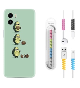 Vivo Y15S Y32 Y33S Y51 Y53S Kılıf Kablo Koruma Spiral Silikon Avokadolar1352