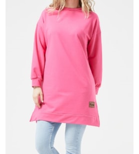 SIFIR YAKA TUNİK SWEATSHİRT (Pembe)