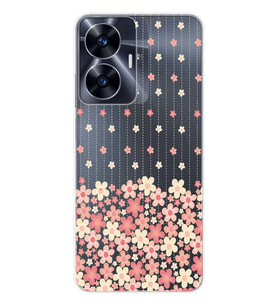 Realme C55 Uyumlu Çiçek Desenli Şeffaf Telefon Kılıfı
