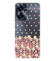 Realme C55 Uyumlu Çiçek Desenli Şeffaf Telefon Kılıfı